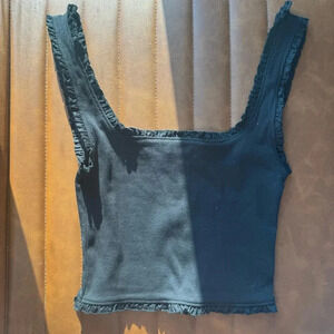 Francesca’s black ruffle cropped tank top